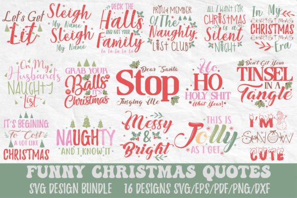 Funny Christmas Quotes SVG Bundle for Creative Crafts