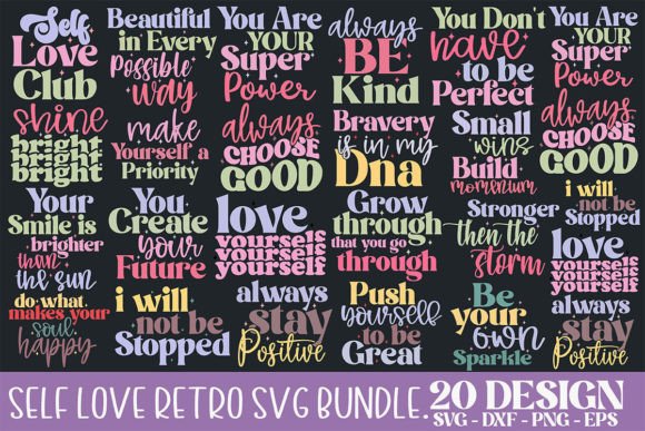 Self Love Retro SVG Bundle: Perfect for Crafts and Graphics